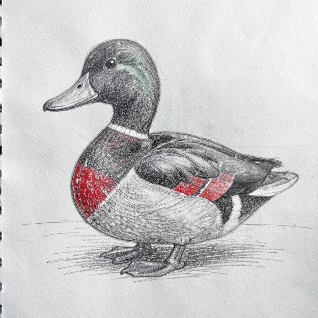Pencil sketch of a Muscovy duck