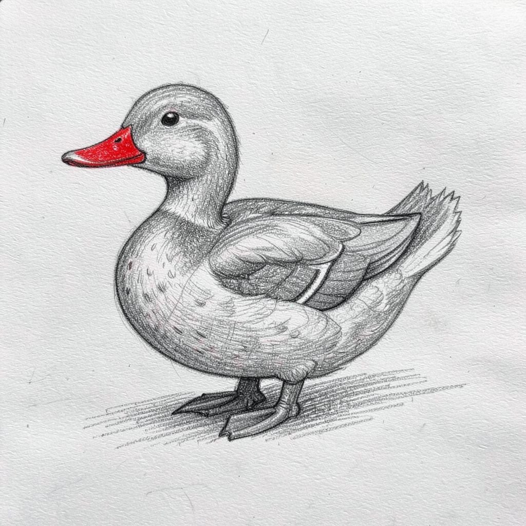 Pencil sketch of a Chocolate Runner duck